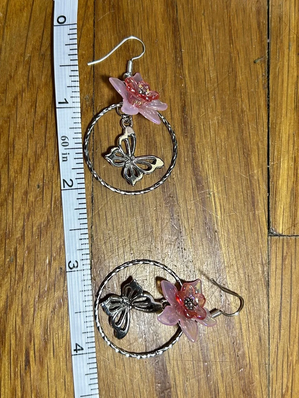 3/$25 Flower and Butterfly Hoop Drop Earrings